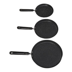 3 Piece Frying Pan Set Black Aluminum Alloy Portable Anti Stick Frying Pan for Egg Mille Feuille Pizza - Otaj Gifts
