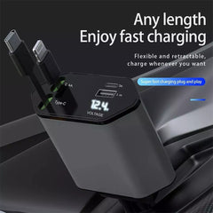 Retractable Car Charger 120W USB&Type C Cable For Phone Fast Charge Adapter - Otaj Gifts