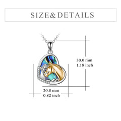 Sterling Silver Girls Embrace Horse Heart Pendant Necklace for Women Girls - Otaj Gifts