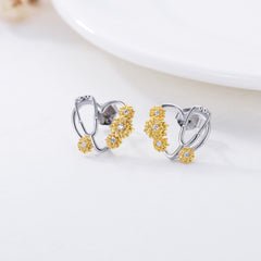 Sunflower Stethoscope Heart Earrings in Sterling Silver for Women Nurse - Otaj Gifts