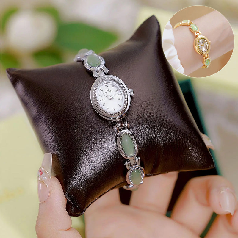 Women's Watch Ladies Bracelet Luxury Brand Waterproof Retro Natural Dongling Stone Hetian Jade Advanced Chain Watches Gift - Otaj Gifts