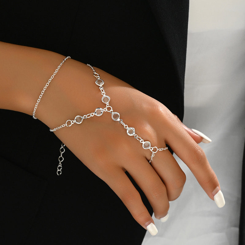European And American Fashion Minimalist Bracelet Ring Crystal Luxury Mitten-type Bracelet Cross-border Hot Selling Jewelry - Otaj Gifts