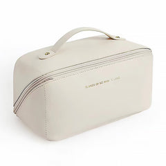 Pillow Cosmetic Bag Milk White High Capacity PU Leather Waterproof Cosmetic Pouch for Daily Travel - Otaj Gifts