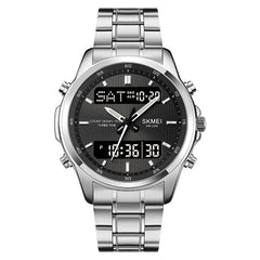 Multifunctional Men's Steel Strap Watch Double Display Sports - Otaj Gifts