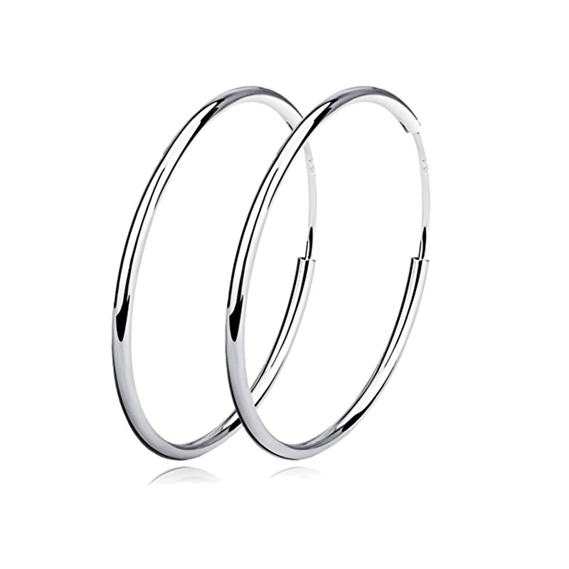 Sterling Silver Simple Polished Big Round Circle Hoop Earrings for Women - Otaj Gifts