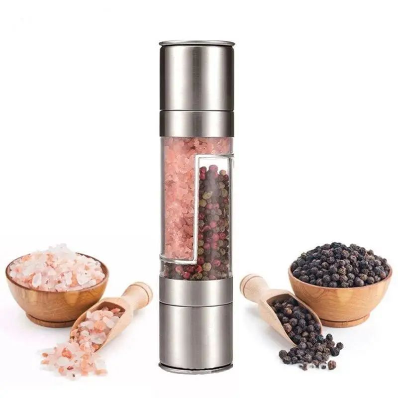 Salt Pepper Grinder 2 In 1 Manual Stainless Steel Salt Pepper Mills Adjustable Ceramic Grinding Spice Mill Kitchen Tool Gadgets - Otaj Gifts