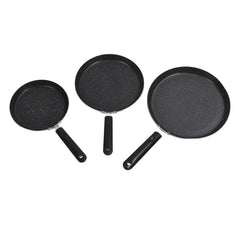 3 Piece Frying Pan Set Black Aluminum Alloy Portable Anti Stick Frying Pan for Egg Mille Feuille Pizza - Otaj Gifts