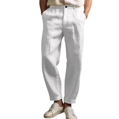 Men's Linen Solid Color Casual Light Outdoor Straight-leg Trousers - Otaj Gifts