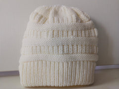 Mixed Color Knitted Wool Hat Ladies Non-labeled Ponytail Hat - Otaj Gifts