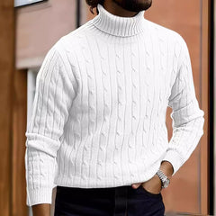 Men's Sweater Casual Retro Twisted Flower Turtleneck Knitting - Otaj Gifts
