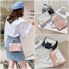 Clear Double Clasp Chain Portable Small Square Bag - Otaj Gifts