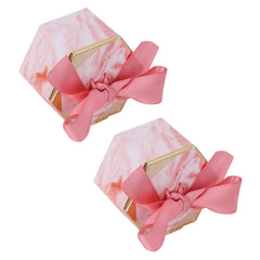 25 Set Hexagonal Candy Boxes Chocolate Cookies Boxes for Wedding Party Supplies(Pink Rose Pink Ribbon ) - Otaj Gifts