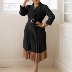 Suit Collar Fashion Elegant Pleated African Dress - Otaj Gifts