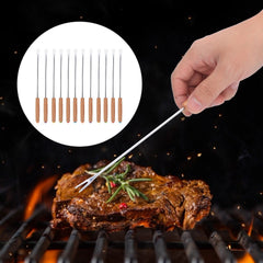 12Pcs Household Kitchen Stainless Steel Barbecue Fork Skewers Barbecue Kabob Needle BBQ Utensil - Otaj Gifts