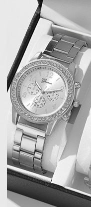 Women's Three-eye Quartz Diamond-embedded Watch - Otaj Gifts