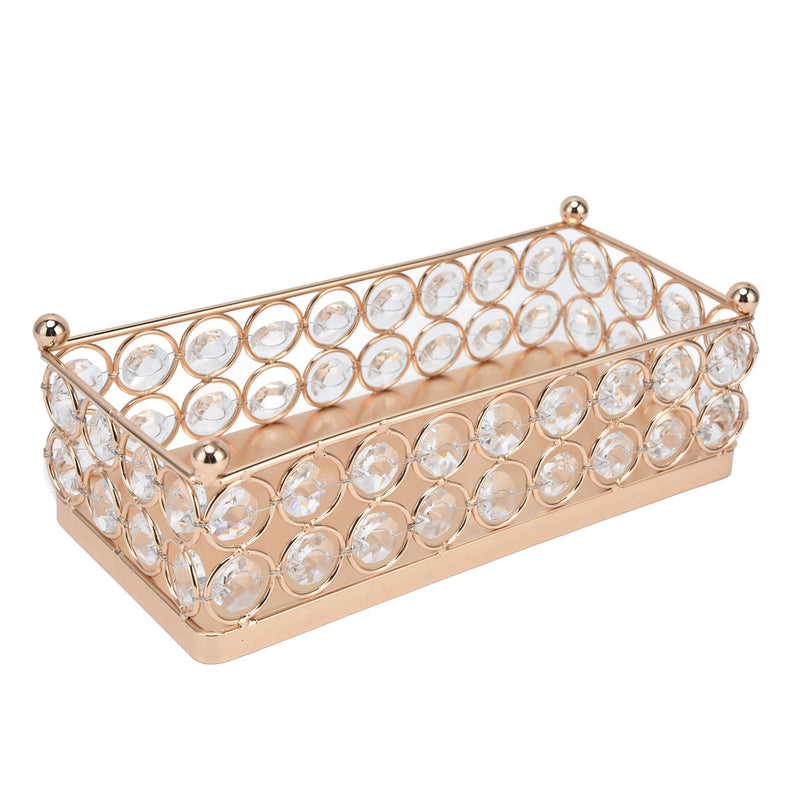 Cake Display Stand Golden Finish Rectangular Light Weight Exquisite Snacks Desserts Crystal Tray Holder - Otaj Gifts
