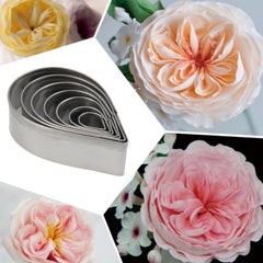 7Pcs/Set Rose Cutter Stainless Steel Water Drop Shape Fondant Flower Molds Petal Stencils Cutter Cake Decoration Tools - Otaj Gifts