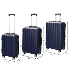 Vertical 3-in-1 Spinner Wheel With Handle Trolley Case 20in 24in 28in ABS Aluminum Alloy Trolley Classic Color - Navy Blue - Otaj Gifts