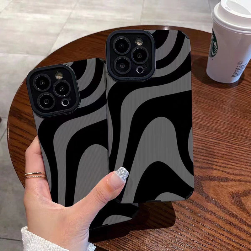 Dark Zebra Pattern Drop-resistant Silicone Phone Case - Otaj Gifts