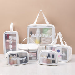 Pu Transparent Three Piece Makeup And Wash Bag Large Capacity - Otaj Gifts