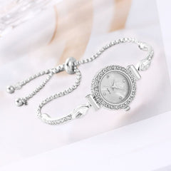 Diamond Dial Decorative Pull-out Bracelet Watch - Otaj Gifts