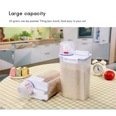 2 PCS Rice Storage Bin 2KG Portable Food Grain Storage Box Rice Storage Box Dispenser Sealed Tank with Measuring Cup - Otaj Gifts
