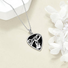 Sterling Silver Music Guitar Pick Pendant Necklace Jewelry Gifts for Women - Otaj Gifts