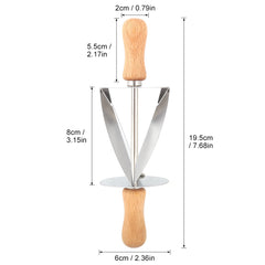 Stainless Steel Croissant Rolling Cutter Bread Dough Pastry Making Tool with Wooden Handle - Otaj Gifts