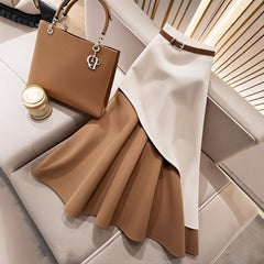 Women's Winter Brown Contrast Skirt - Otaj Gifts