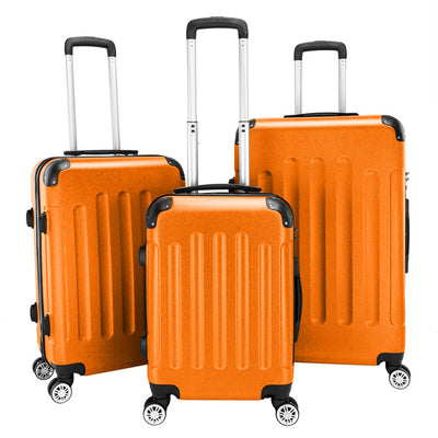 3-in-1 ABS Trolley Case 20 Inches, 24 Inches, 28 Inches Orange - Otaj Gifts