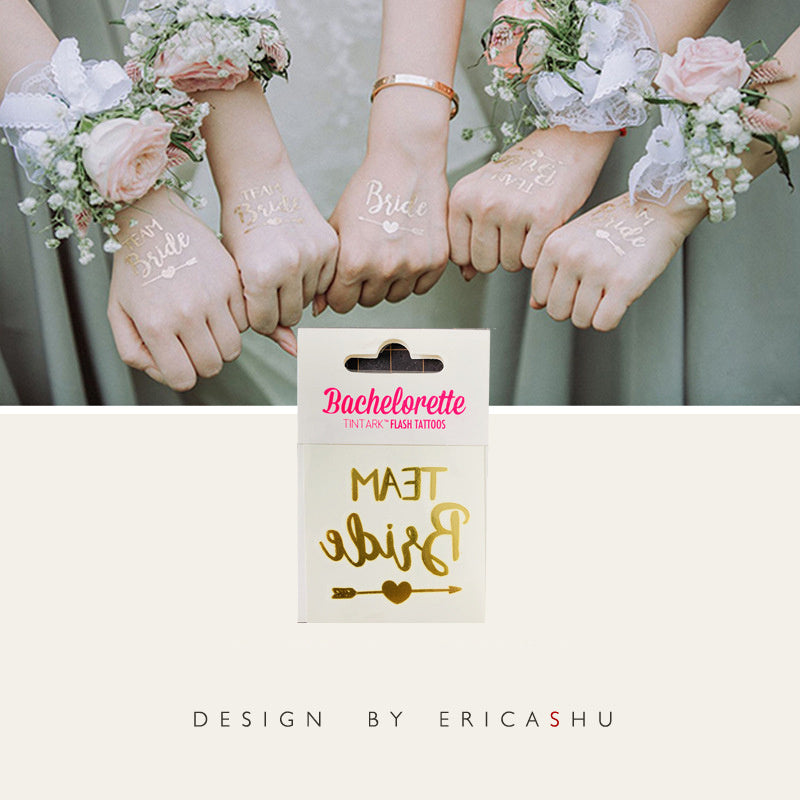 Wedding Supplies Bridesmaid Group Waterproof Bronzing Color Stickers Bridal Dress Photo Grab Mirror Props - Otaj Gifts