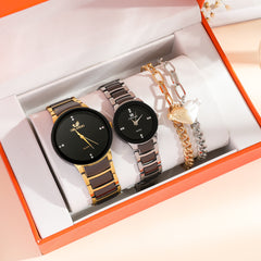 New Fashion Simple All-match Couple Watch Heart Bracelet Suit - Otaj Gifts