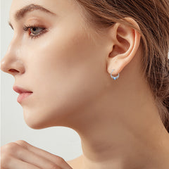 925 Sterling Silver Austrian Crystal Irish Celtic Love Heart Hoop Earrings - Otaj Gifts