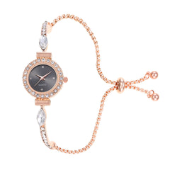 Diamond Dial Decorative Pull-out Bracelet Watch - Otaj Gifts