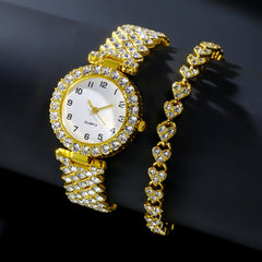 Fashion Jewelry 2pcs Luxury Fashion Women Watch Set Silver Strap Ladies Quartz Wristwatch Alloy Bracelet For Ladies Jewelry Set Clock Gift - Otaj Gifts