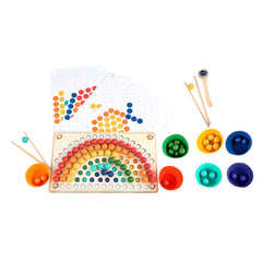 Wooden Peg Board Beads Game Educational Rainbow Clip Beads Puzzle Sorting Toys for Toddlers Preschoolers - Otaj Gifts