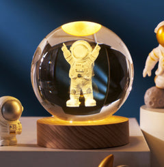 3D Crystal Ball Night Light Solar System Cosmic Theme LED Decoration Light Wooden Base Astronomy Nightlights Birthday Gift - Otaj Gifts