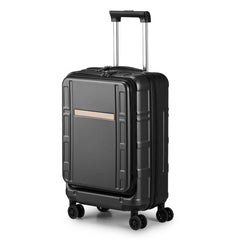 FCH Front Opening 20 Inch Expandable ABS-PC Trolley Case 20in Silent Wheels Inner Iron Outer Aluminum Trolley Rod Classic Color - Black - Otaj Gifts