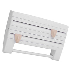 Cling Film Holder Wall Mount Multifunctional Cling Film Cutter with Screws for Kitchen White - Otaj Gifts