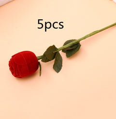 Creative Ring Box Earrings Box With Branch Roses - Otaj Gifts