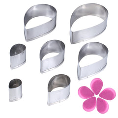 7Pcs/Set Rose Cutter Stainless Steel Water Drop Shape Fondant Flower Molds Petal Stencils Cutter Cake Decoration Tools - Otaj Gifts