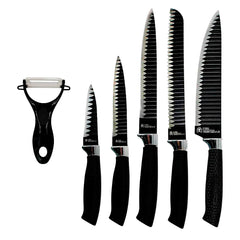 Set Of Knives 6 Pieces Stainless Steel Knife Set Black - Otaj Gifts