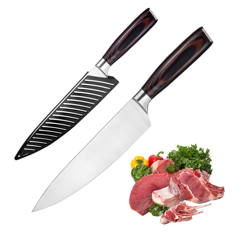 Kegani Japanese Chef Knife 8 Inch - Chefs Knife High Carbon Stainless Steel Knife Kitchen Cooking Knife - Rosewood FullTang Sharp Knife With Sheath - Otaj Gifts