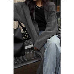 Khaki Knitted Cardigan Sweater, Womens Coat, Long Cardigan, Wool Coat, Cozy Style Loose, Plus Size Maxi Coat, Office Outfits, Fall Clothing - Otaj Gifts