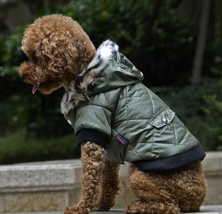 Cross-border pet supplies pet clothes dog clothes autumn and winter fur collar coat pet dog clothing - Otaj Gifts