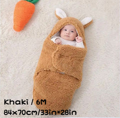 Super Soft Baby Sleeping Bag Fluffy Fleece Newborn Blanket Swaddle Blankets, Unisex Baby Wrap For Newborn Baby Boys Girls With Head-Protecting & Head-Supporting Function, Wearable Swaddle Sleep Sack - Otaj Gifts
