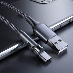 Nylon 3 in 1 Type C Charging Cable 540 Degree Rotating Magnetic Data Cable for Android for IphoneSilver - Otaj Gifts