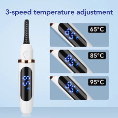 Rechargeable Electric Heated Eyelash Curler Digital Display Eyelash Curler Beauty Makeup Tool 3 Gears Temperature Control - Otaj Gifts