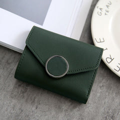 Ring British Retro Lychee Pattern Women's Solid Color Tri-fold Wallet - Otaj Gifts