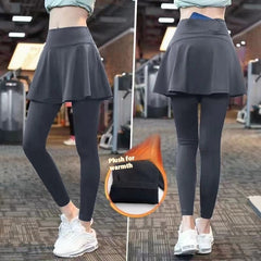 Fake Two-piece Sport Pants Ankle-tied Fitness Pantskirt - Otaj Gifts